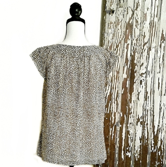 Anne Klein Blouse Brown Animal Print Size M - Picture 7 of 11